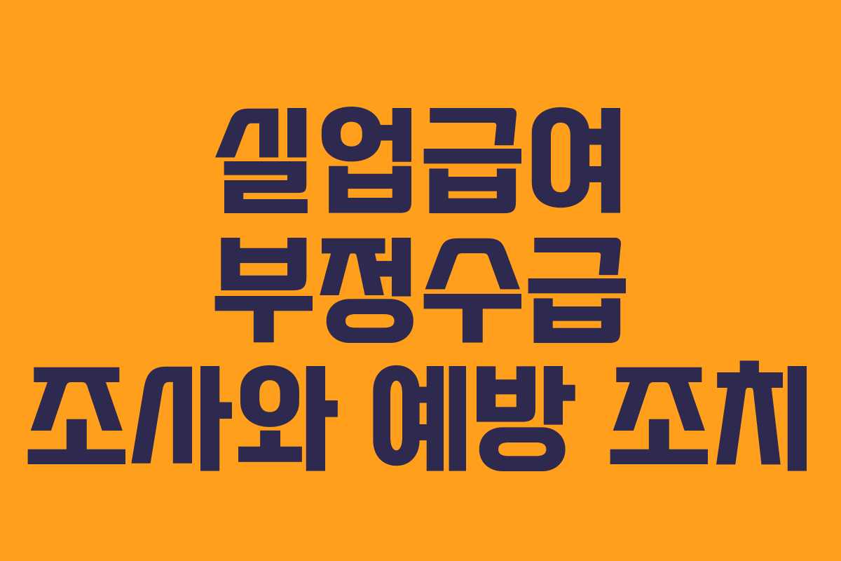 실업급여 부정수급 조사와 예방 조치