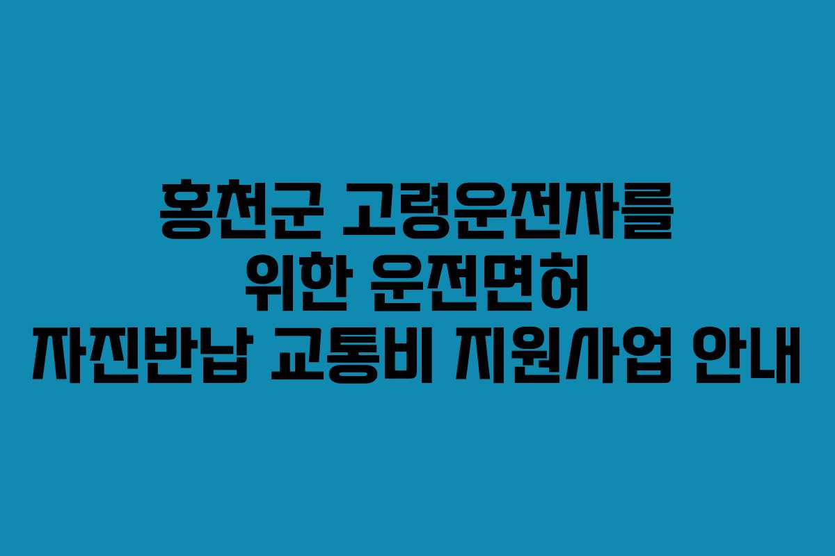 홍천군 고령운전자를 위한 운전면허 자진반납 교통비 지원사업 안내