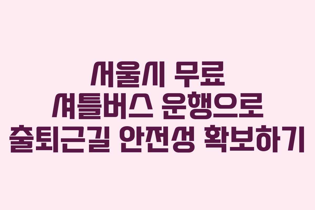 서울시 무료 셔틀버스 운행으로 출퇴근길 안전성 확보하기