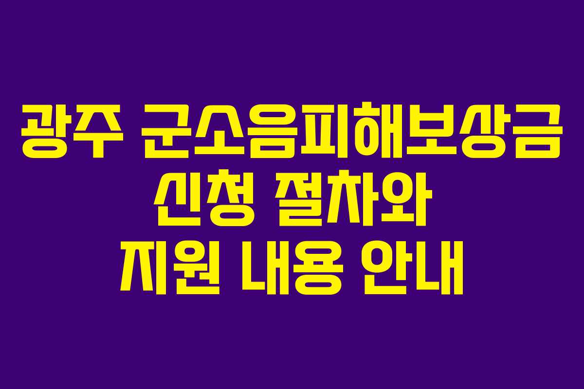 광주 군소음피해보상금 신청 절차와 지원 내용 안내