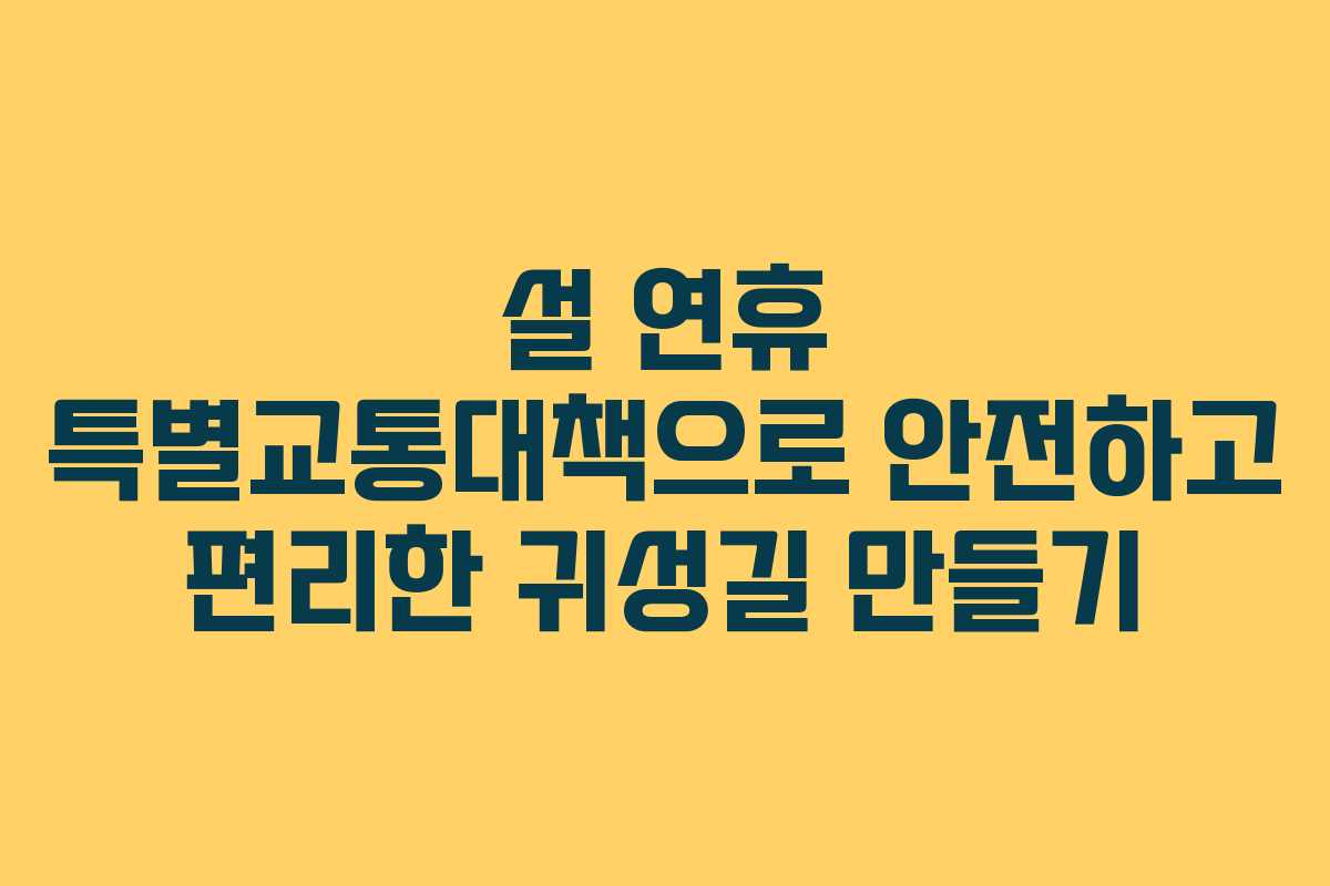 설 연휴 특별교통대책으로 안전하고 편리한 귀성길 만들기