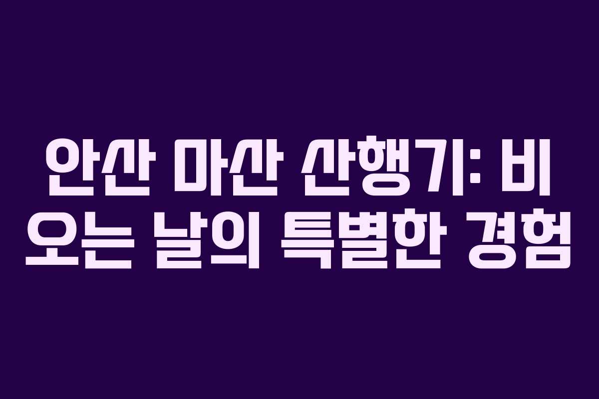 안산 마산 산행기: 비 오는 날의 특별한 경험