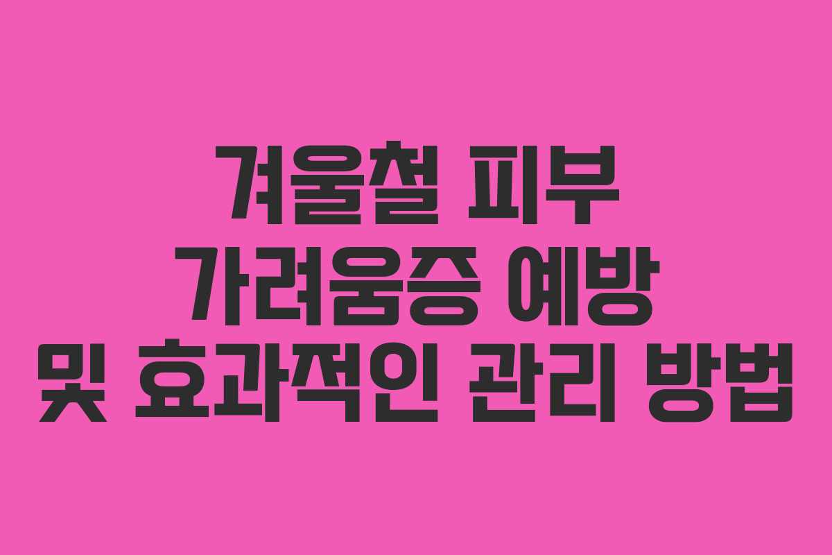 겨울철 피부 가려움증 예방 및 효과적인 관리 방법
