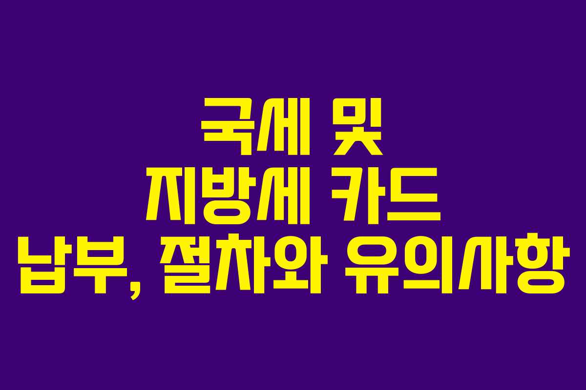 국세 및 지방세 카드 납부, 절차와 유의사항