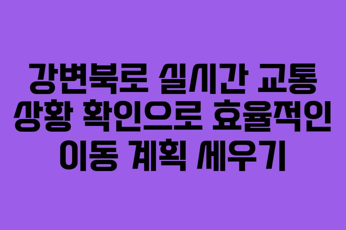 강변북로 실시간 교통 상황 확인으로 효율적인 이동 계획 세우기 강변북로 실시간 교통 상황 확인으로 효율적인 이동 계획 세우기