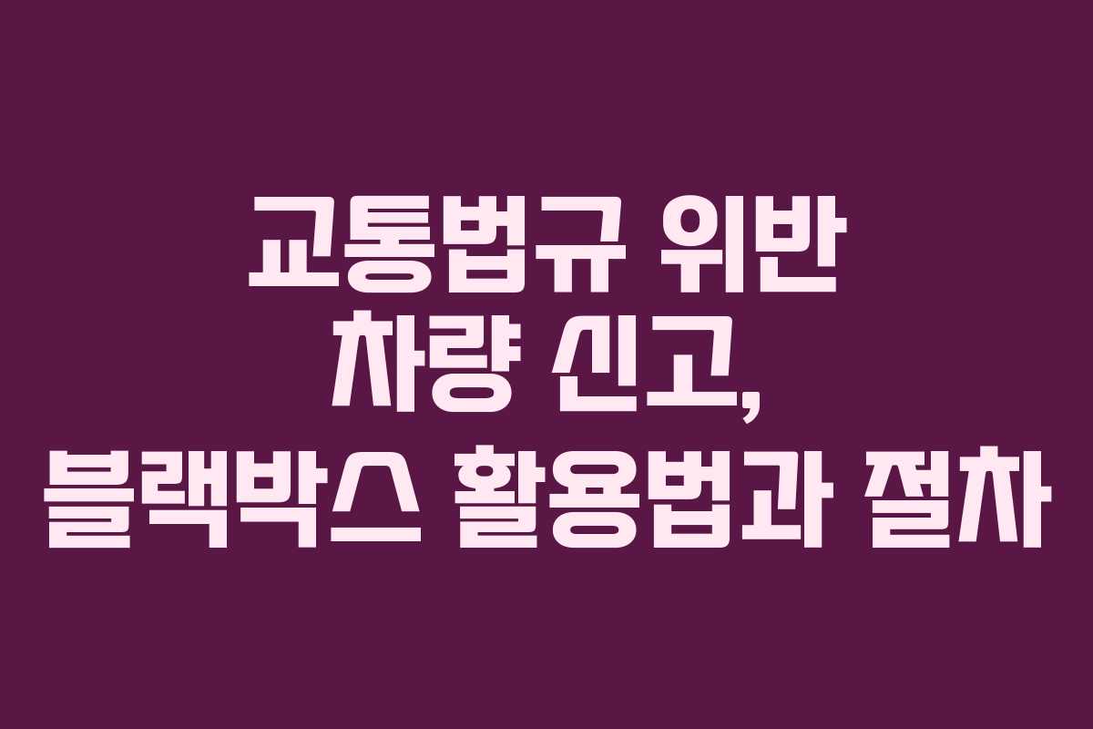 교통법규 위반 차량 신고, 블랙박스 활용법과 절차