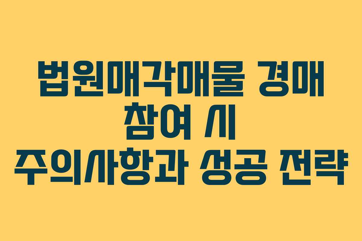 법원매각매물 경매 참여 시 주의사항과 성공 전략