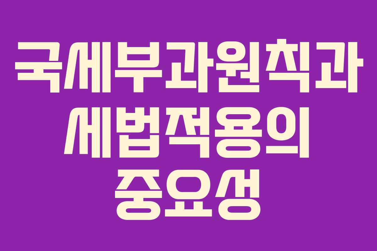 국세부과원칙과 세법적용의 중요성 국세부과원칙과 세법적용의 중요성