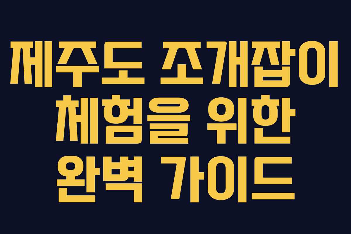 제주도 조개잡이 체험을 위한 완벽 가이드