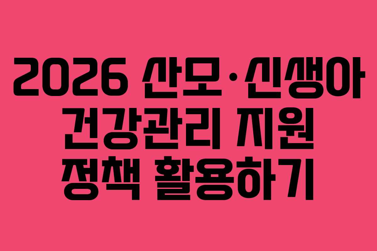 2026 산모·신생아 건강관리 지원 정책 활용하기 2026 산모·신생아 건강관리 지원 정책 활용하기