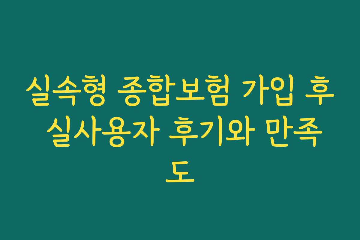 실속형 종합보험 가입 후 실사용자 후기와 만족도