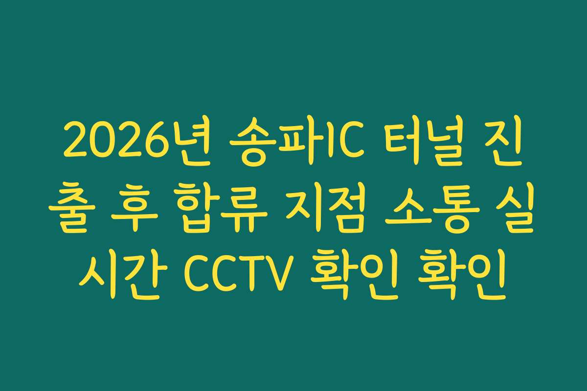 2026년 송파IC 터널 진출 후 합류 지점 소통 실시간 CCTV 확인 확인