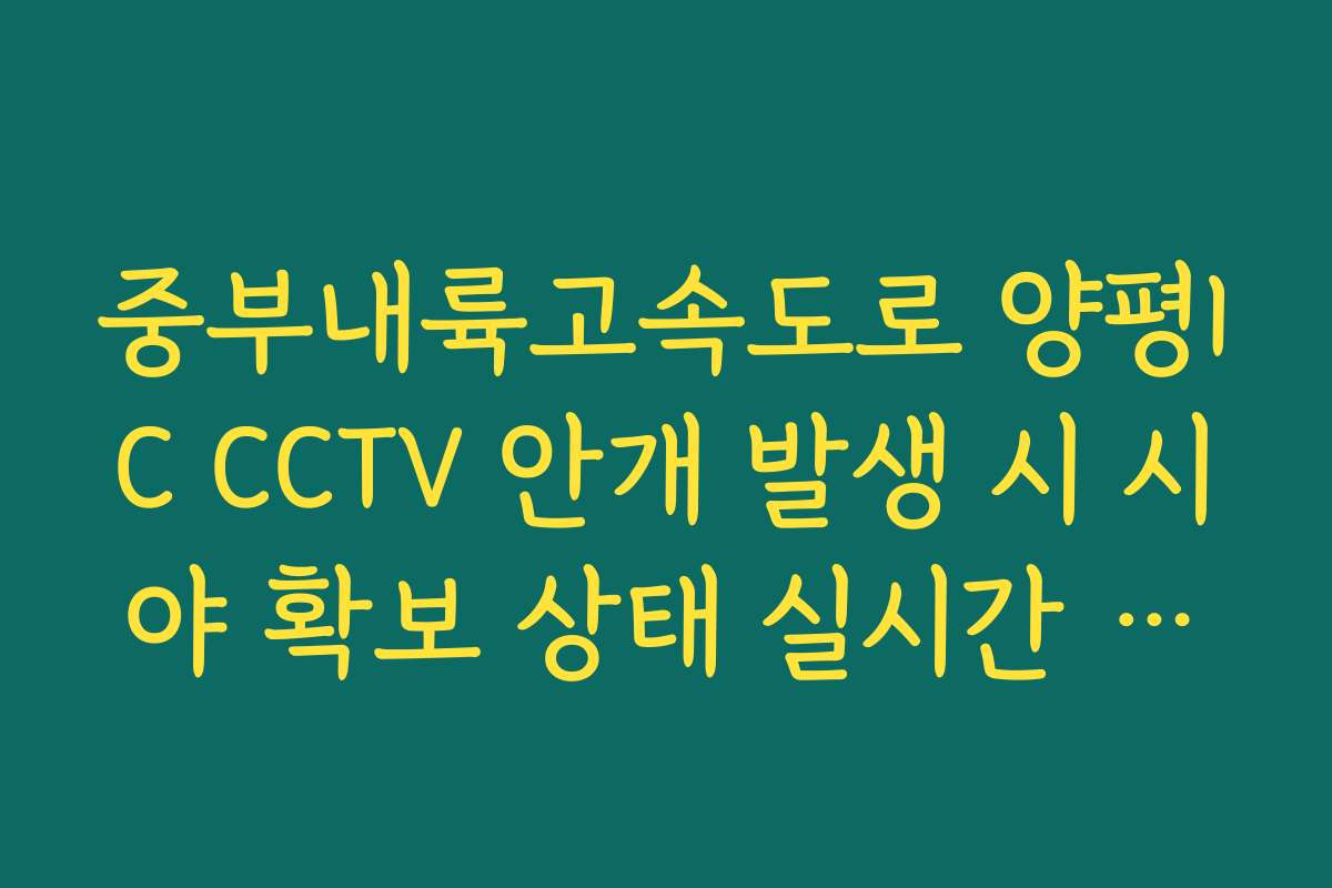중부내륙고속도로 양평IC CCTV 안개 발생 시 시야 확보 상태 실시간 확인 중부내륙고속도로 양평IC CCTV 안개 발생 시 시야 확보 상태 실시간 확인