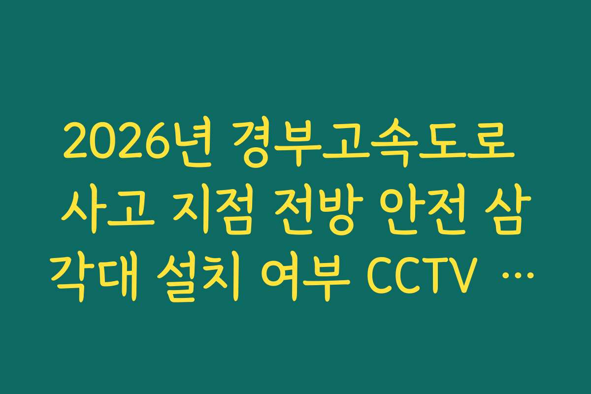 2026년 경부고속도로 사고 지점 전방 안전 삼각대 설치 여부 CCTV 체크
