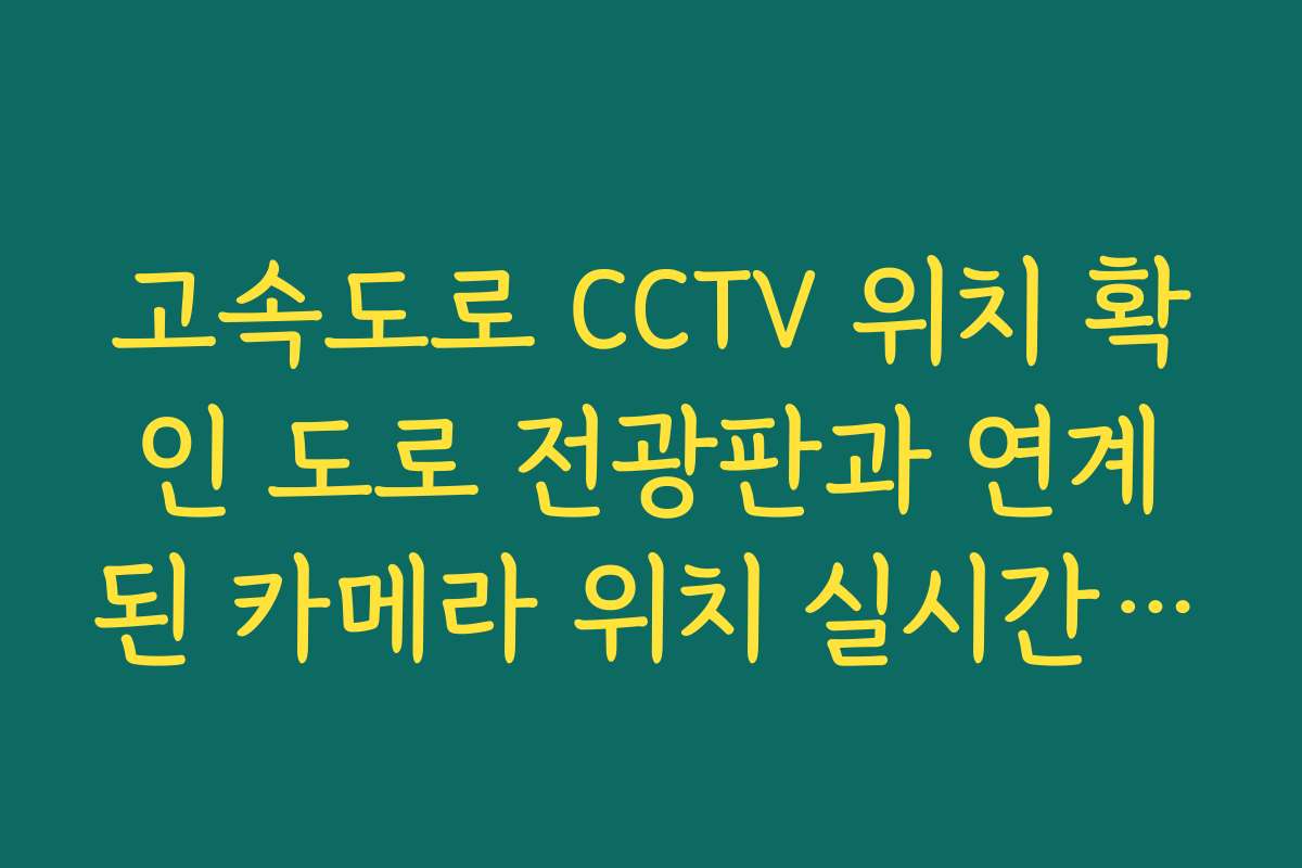 고속도로 CCTV 위치 확인 도로 전광판과 연계된 카메라 위치 실시간 대조