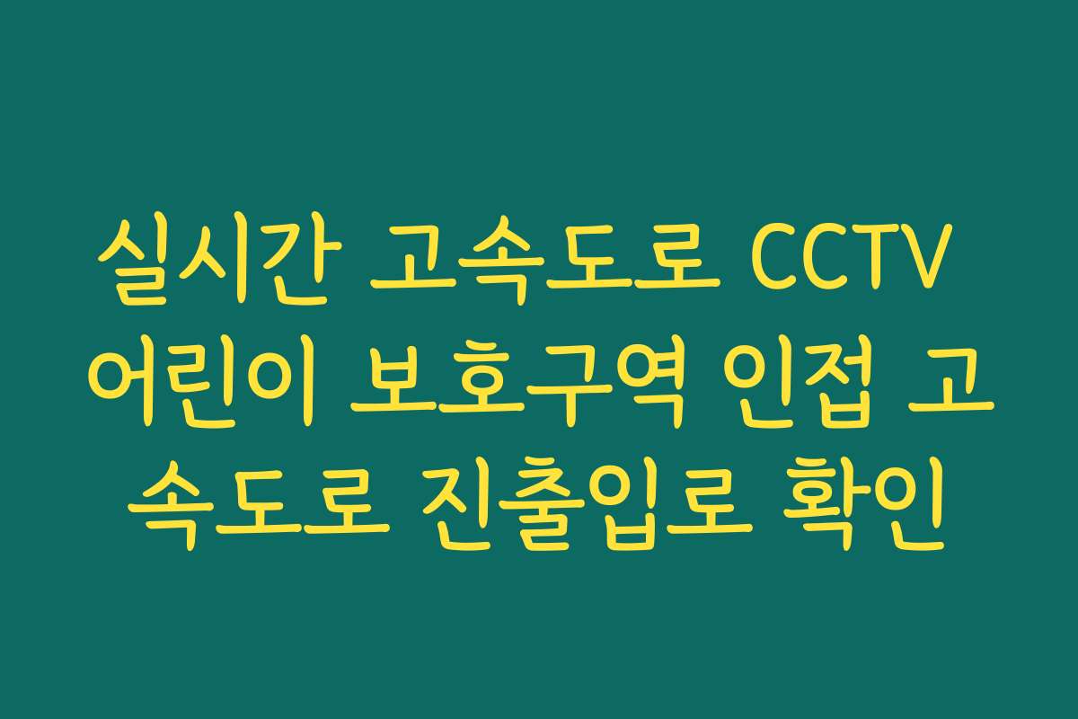 실시간 고속도로 CCTV 어린이 보호구역 인접 고속도로 진출입로 확인