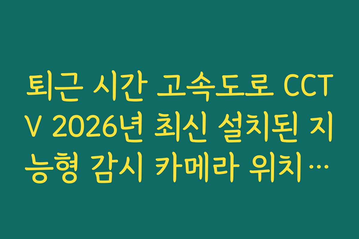 퇴근 시간 고속도로 CCTV 2026년 최신 설치된 지능형 감시 카메라 위치 조회 퇴근 시간 고속도로 CCTV 2026년 최신 설치된 지능형 감시 카메라 위치 조회