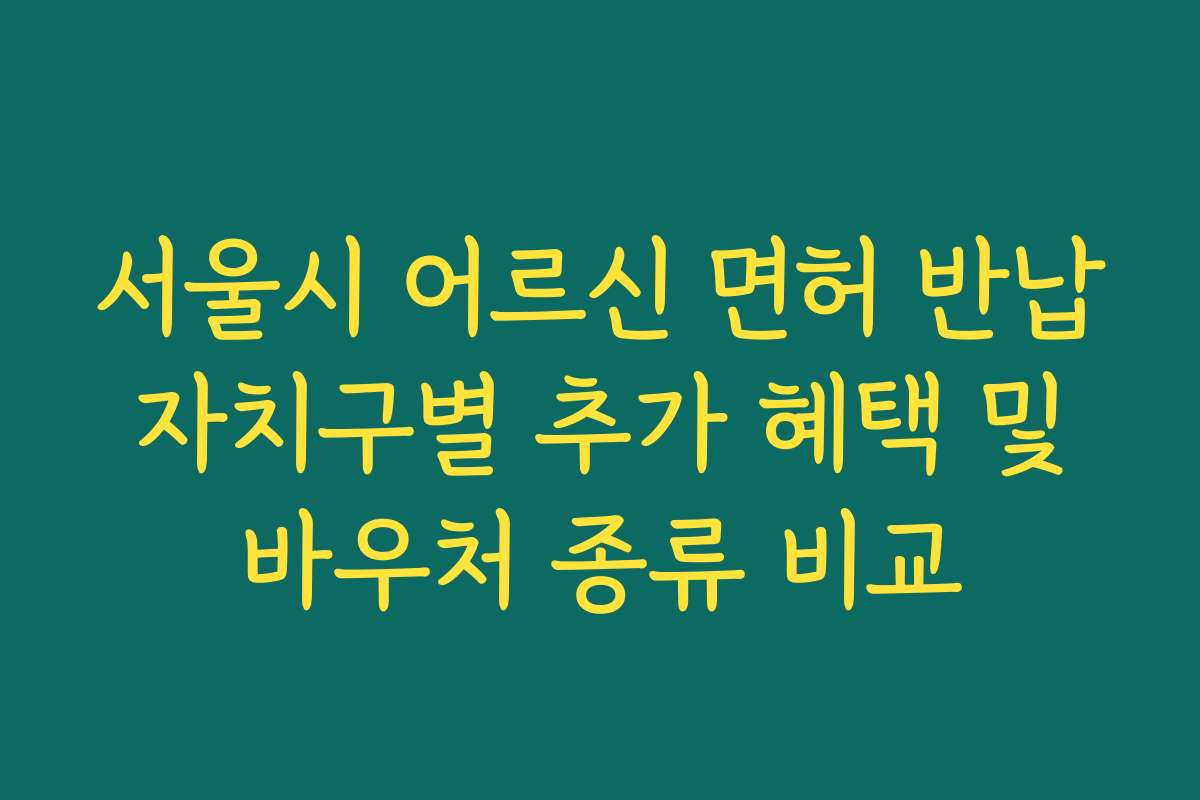 서울시 어르신 면허 반납 자치구별 추가 혜택 및 바우처 종류 비교 서울시 어르신 면허 반납 자치구별 추가 혜택 및 바우처 종류 비교