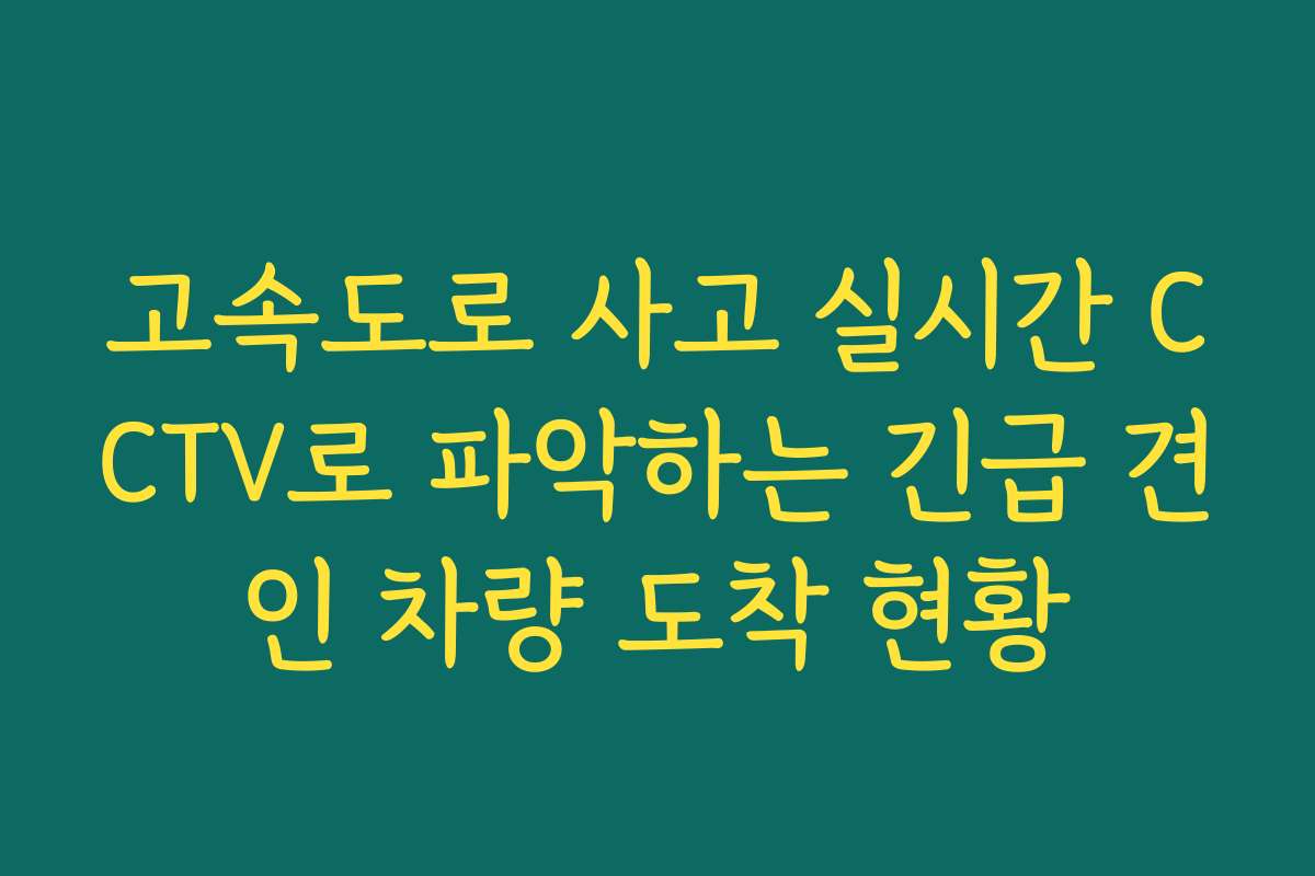 고속도로 사고 실시간 CCTV로 파악하는 긴급 견인 차량 도착 현황 고속도로 사고 실시간 CCTV로 파악하는 긴급 견인 차량 도착 현황