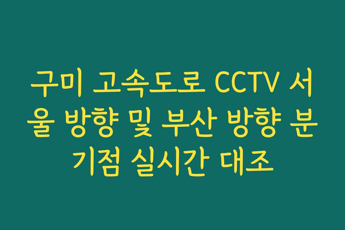구미 고속도로 CCTV 서울 방향 및 부산 방향 분기점 실시간 대조