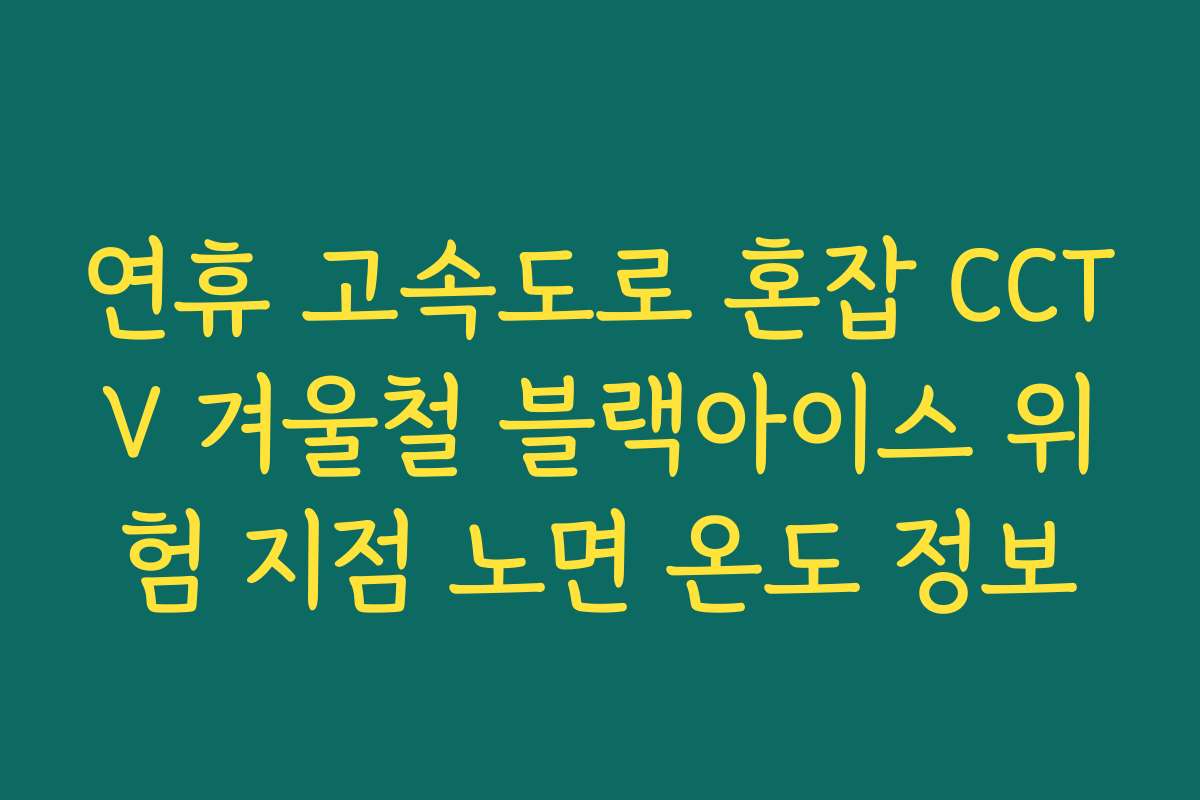 연휴 고속도로 혼잡 CCTV 겨울철 블랙아이스 위험 지점 노면 온도 정보 연휴 고속도로 혼잡 CCTV 겨울철 블랙아이스 위험 지점 노면 온도 정보