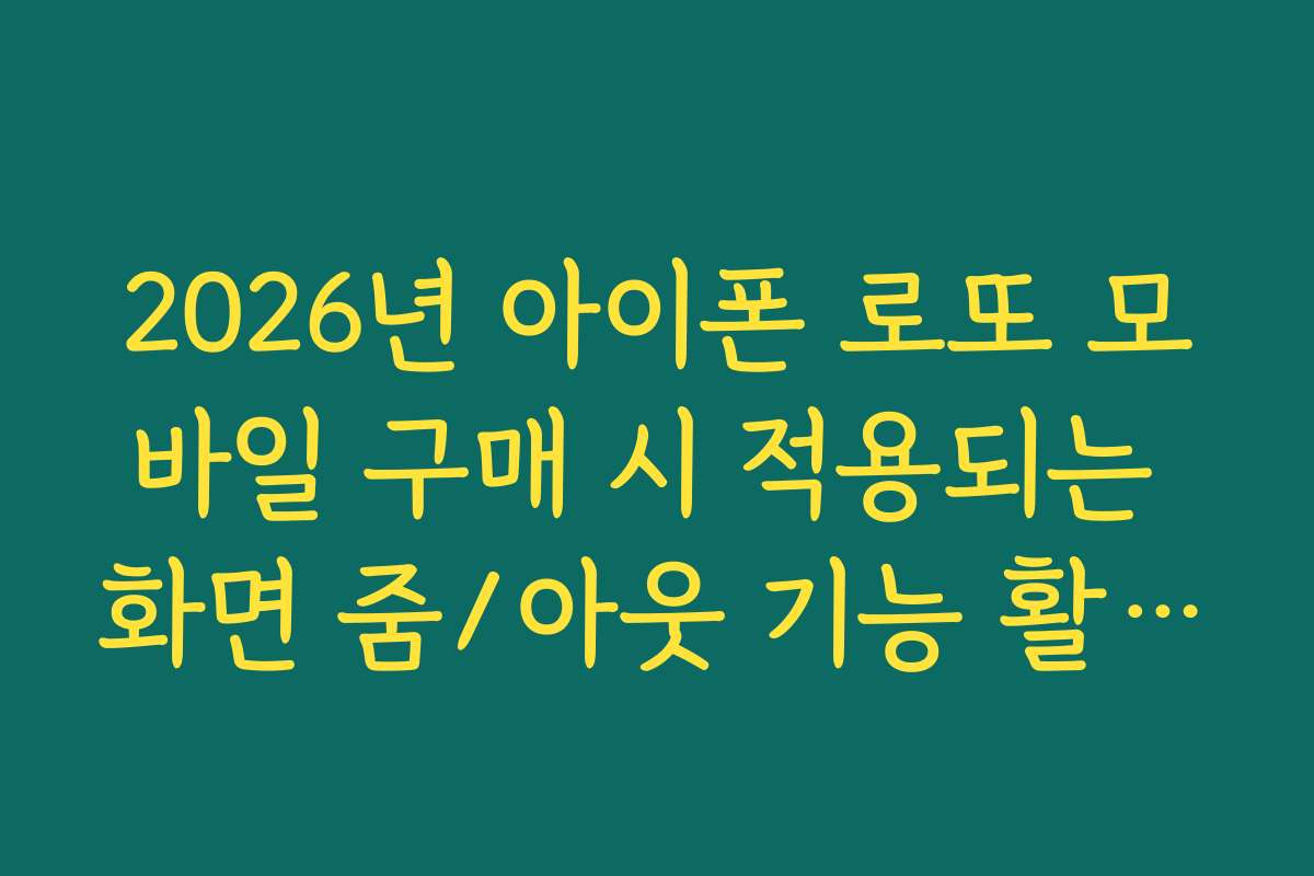 2026년 아이폰 로또 모바일 구매 시 적용되는 화면 줌/아웃 기능 활용법