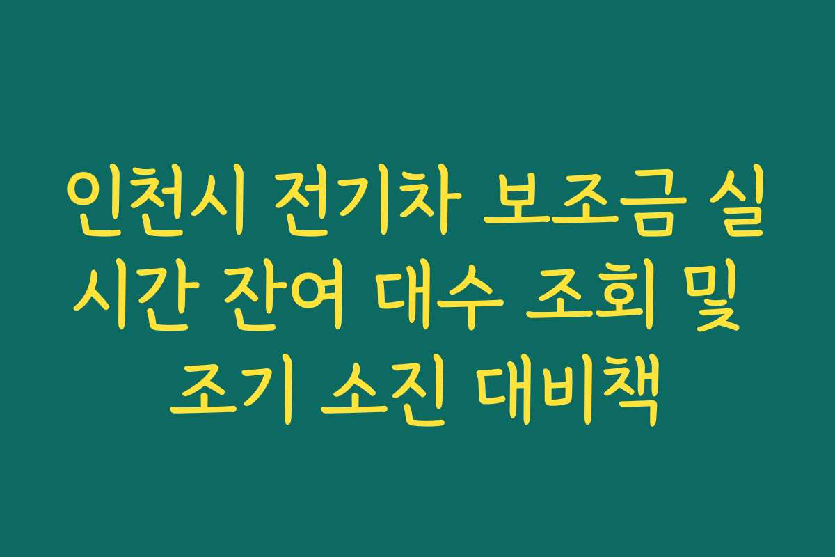 인천시 전기차 보조금 실시간 잔여 대수 조회 및 조기 소진 대비책 인천시 전기차 보조금 실시간 잔여 대수 조회 및 조기 소진 대비책