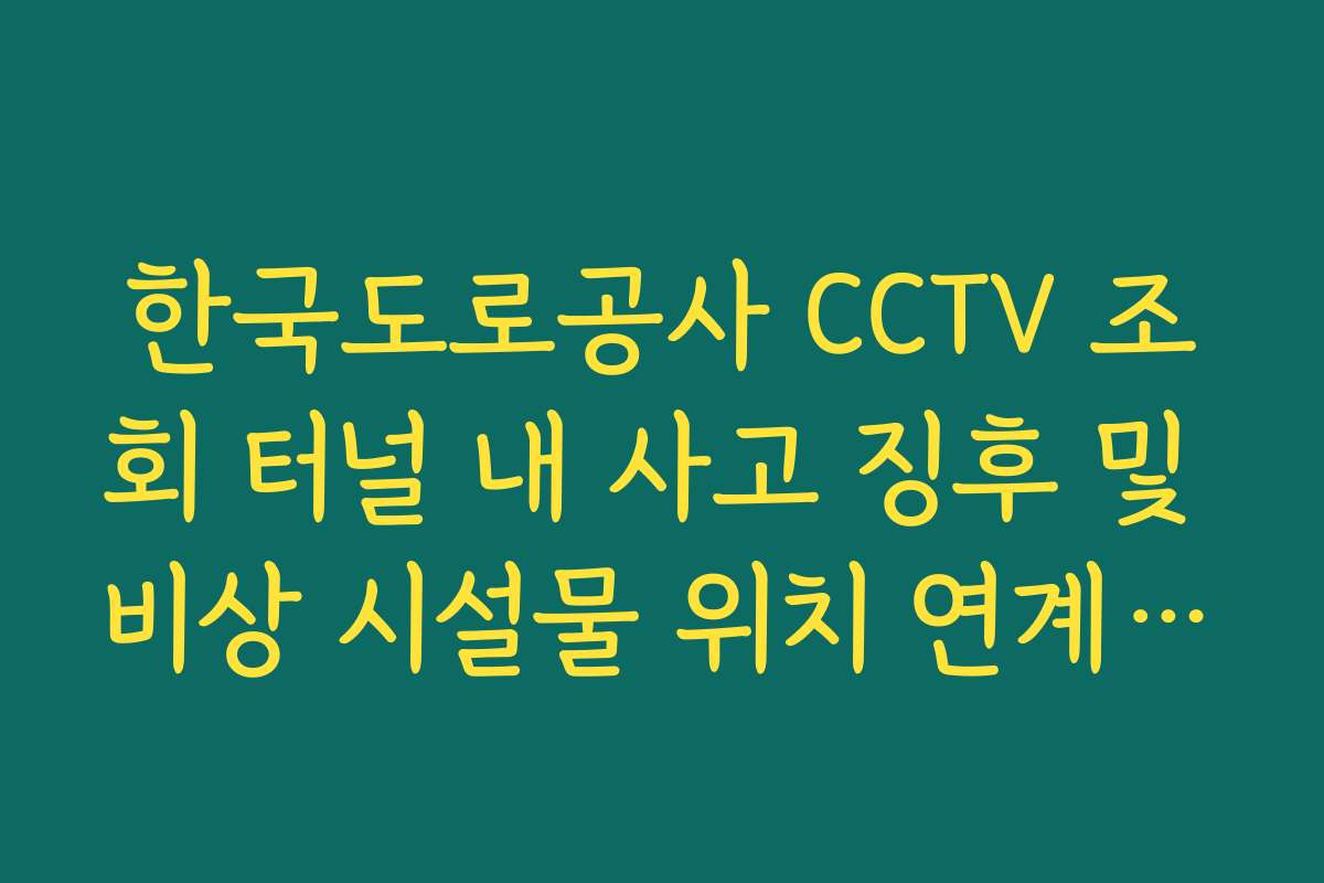 한국도로공사 CCTV 조회 터널 내 사고 징후 및 비상 시설물 위치 연계 안내