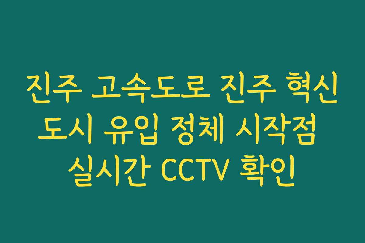 진주 고속도로 진주 혁신도시 유입 정체 시작점 실시간 CCTV 확인