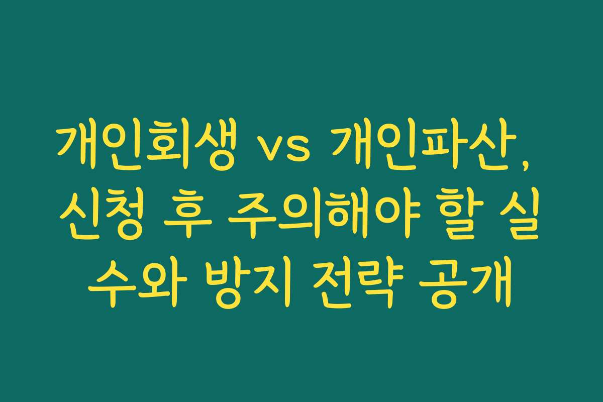 개인회생 vs 개인파산, 신청 후 주의해야 할 실수와 방지 전략 공개