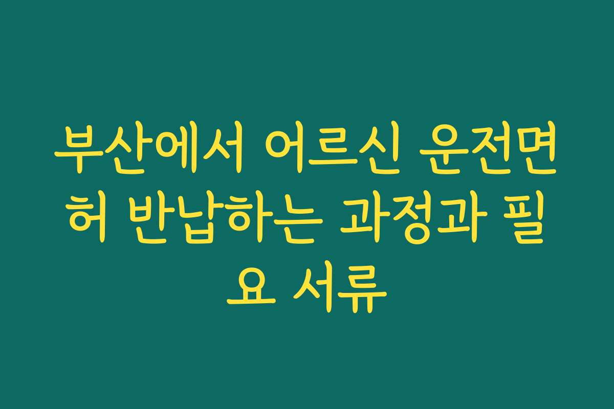 부산에서 어르신 운전면허 반납하는 과정과 필요 서류