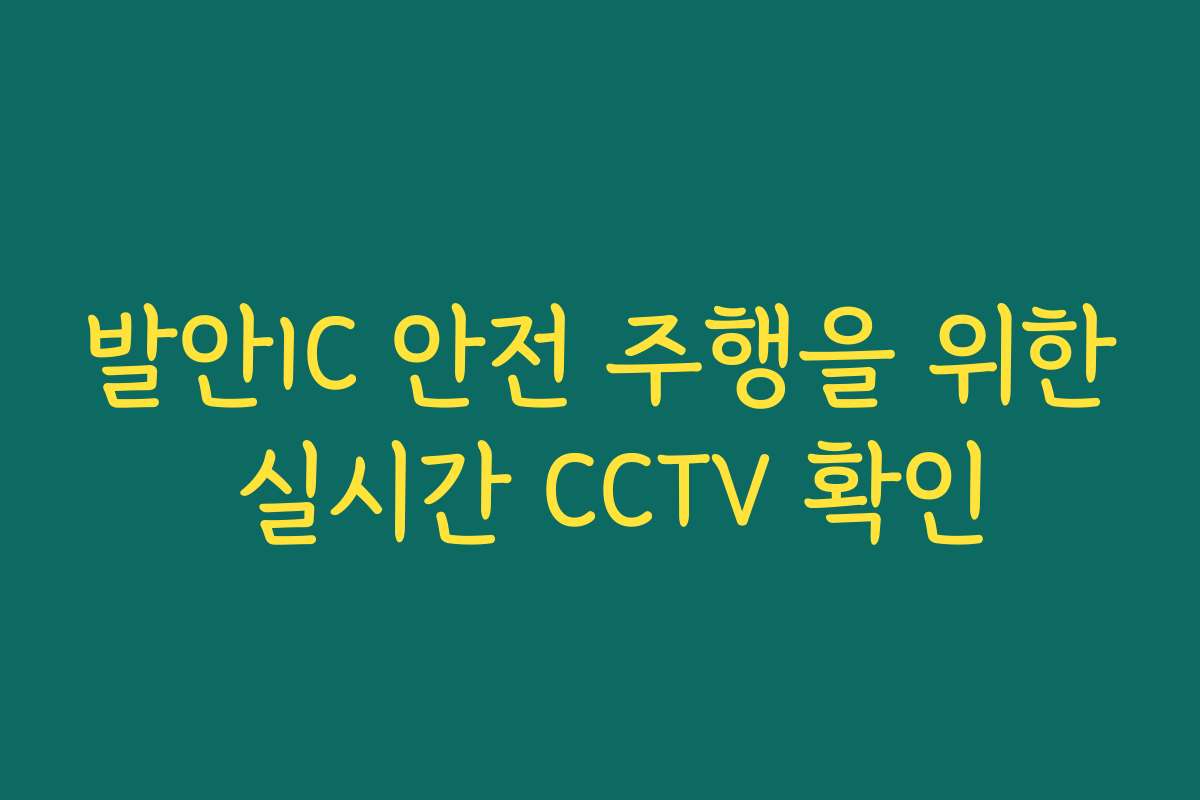 발안IC 안전 주행을 위한 실시간 CCTV 확인 발안IC 안전 주행을 위한 실시간 CCTV 확인
