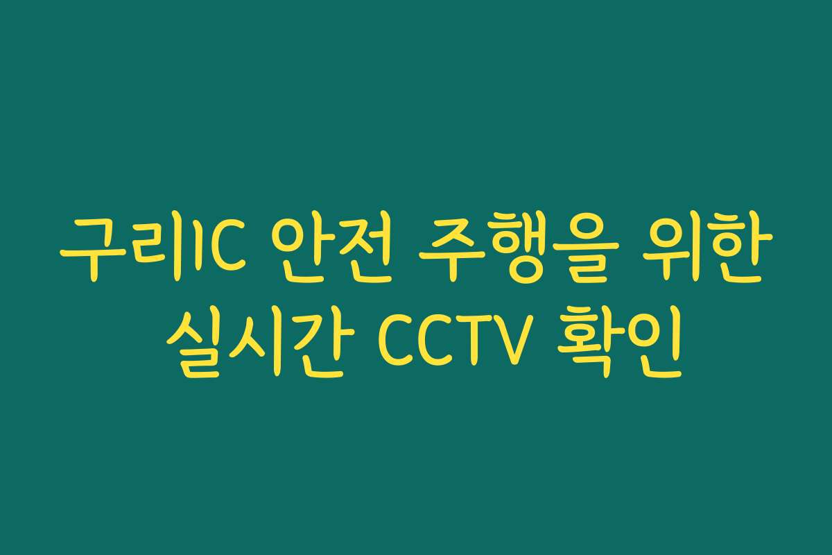 구리IC 안전 주행을 위한 실시간 CCTV 확인