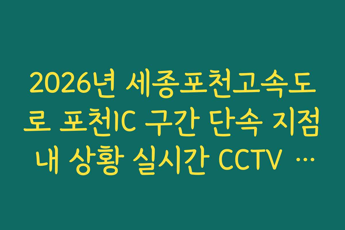2026년 세종포천고속도로 포천IC 구간 단속 지점 내 상황 실시간 CCTV 확인