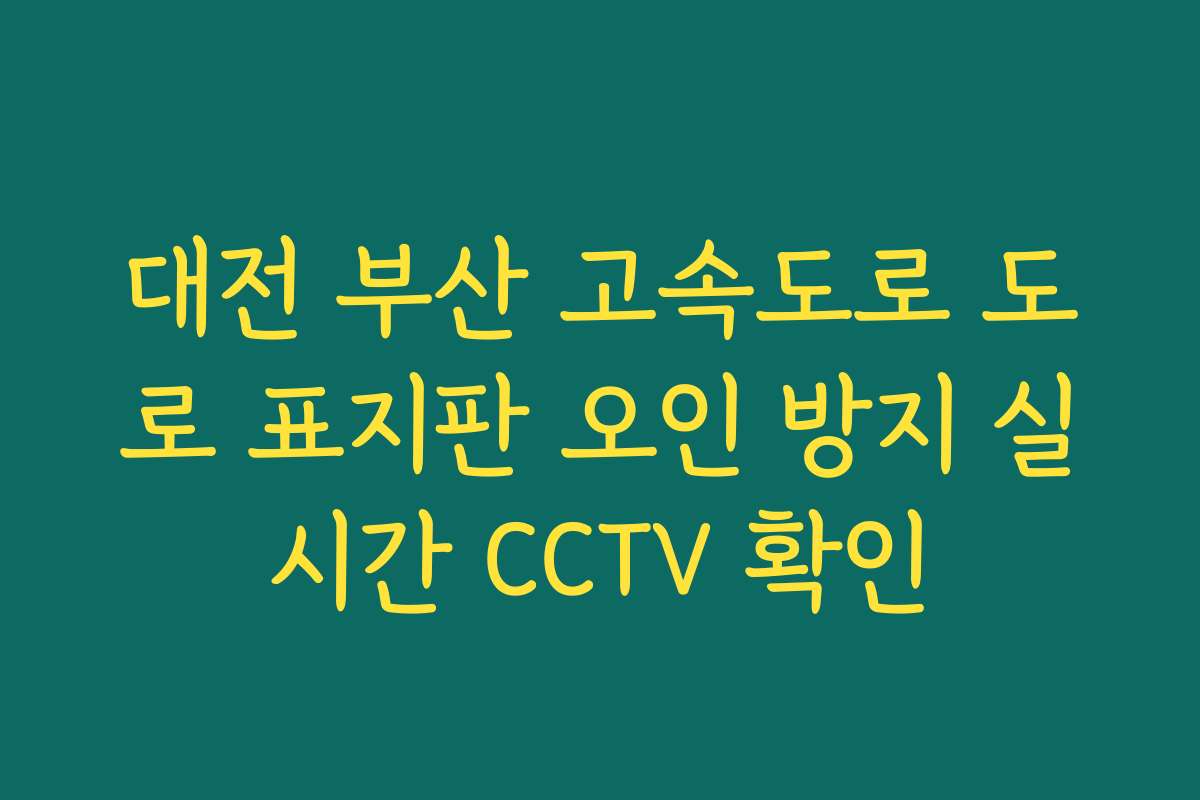 대전 부산 고속도로 도로 표지판 오인 방지 실시간 CCTV 확인