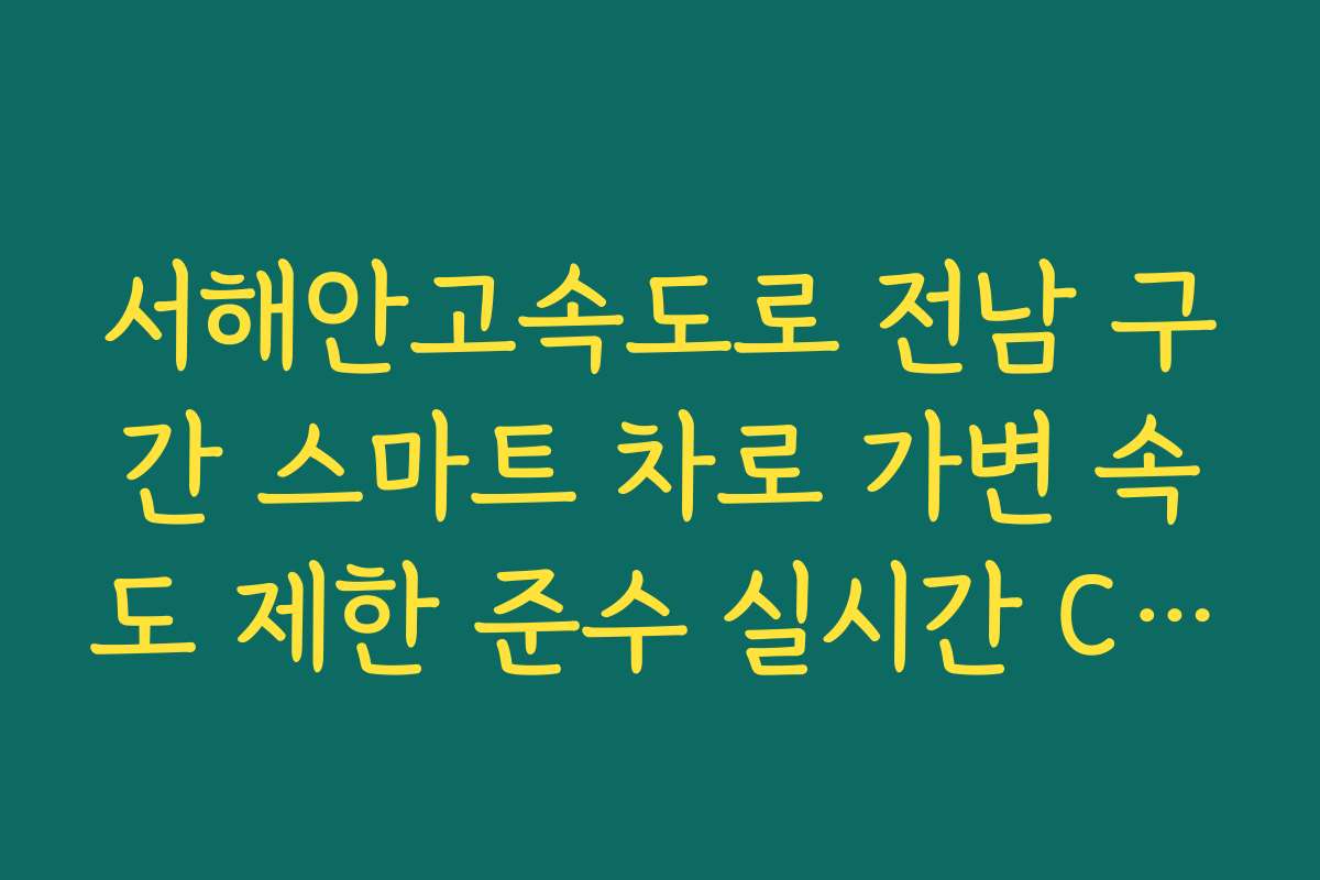 서해안고속도로 전남 구간 스마트 차로 가변 속도 제한 준수 실시간 CCTV 확인