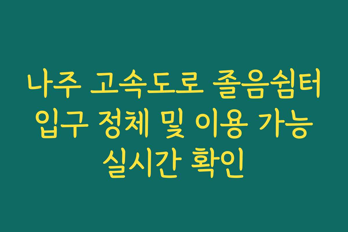 나주 고속도로 졸음쉼터 입구 정체 및 이용 가능 실시간 확인