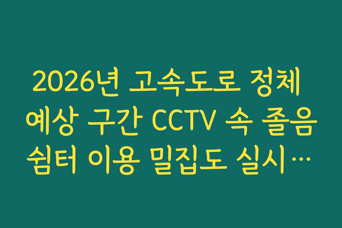 2026년 고속도로 정체 예상 구간 CCTV 속 졸음쉼터 이용 밀집도 실시간 가이드 2026년 고속도로 정체 예상 구간 CCTV 속 졸음쉼터 이용 밀집도 실시간 가이드