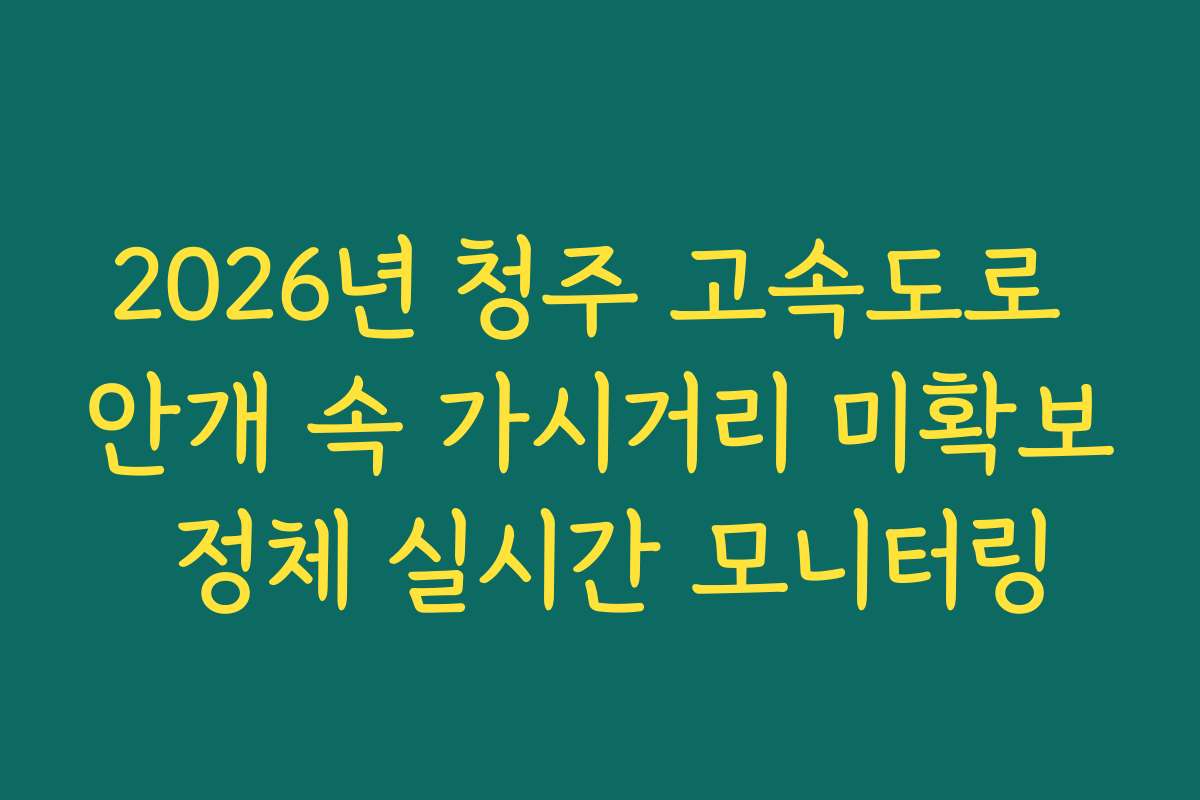 2026년 청주 고속도로 안개 속 가시거리 미확보 정체 실시간 모니터링