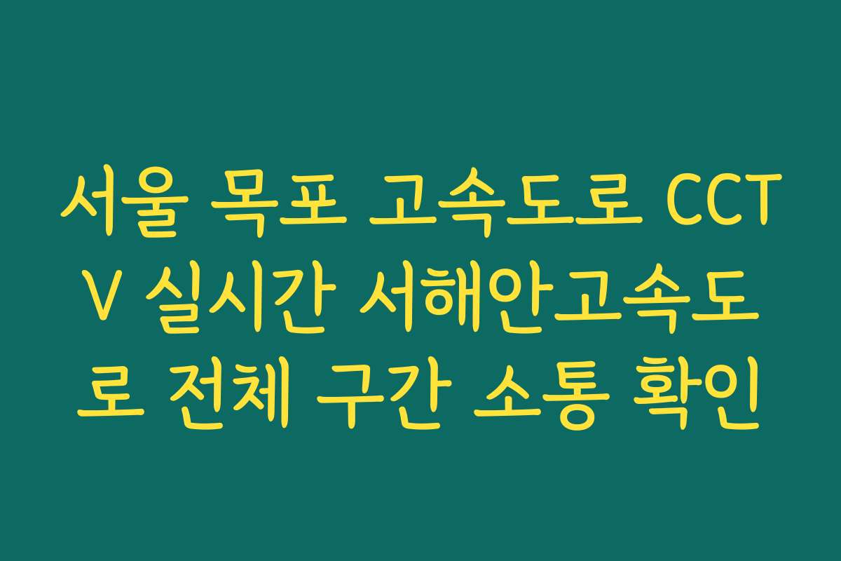 서울 목포 고속도로 CCTV 실시간 서해안고속도로 전체 구간 소통 확인