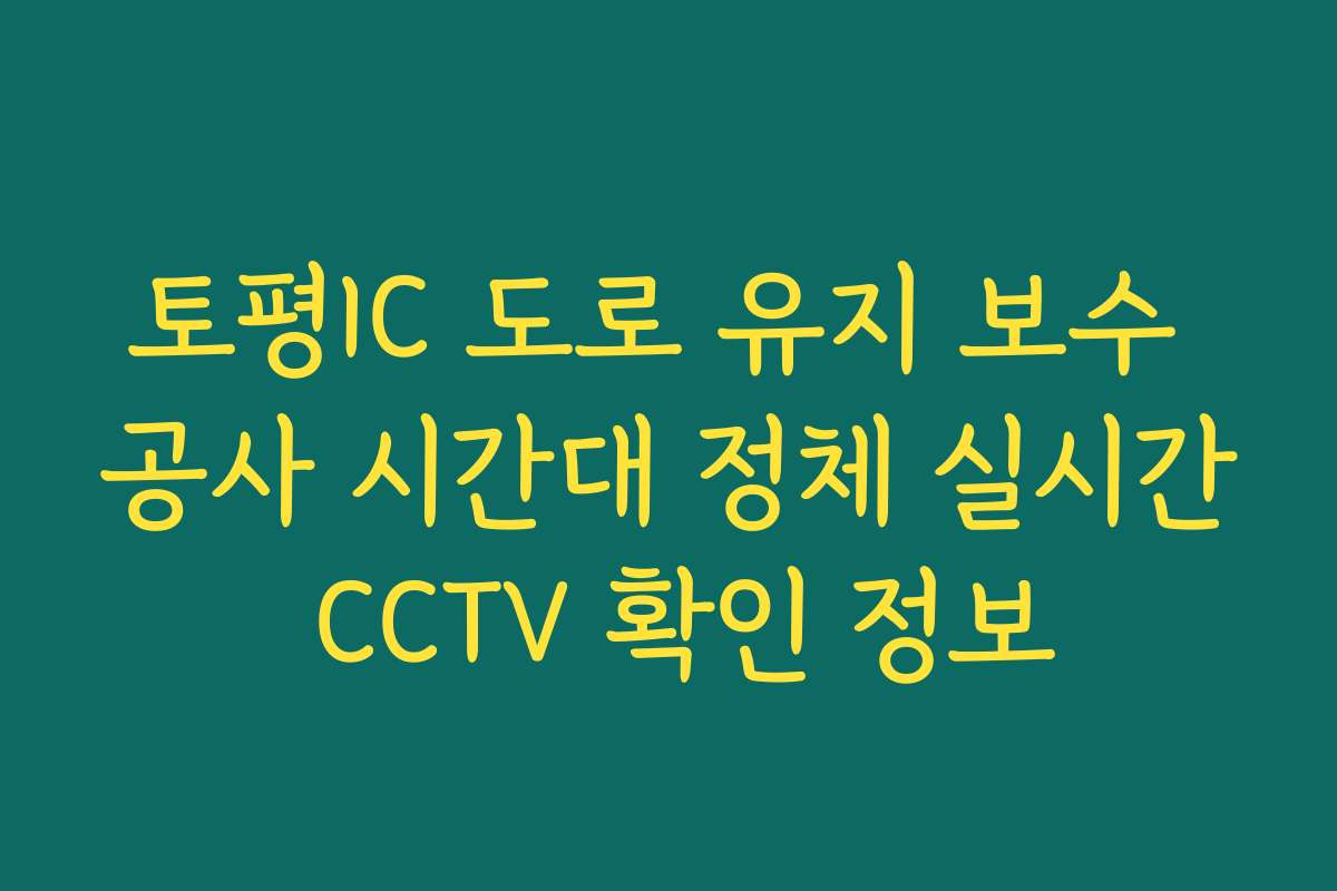 토평IC 도로 유지 보수 공사 시간대 정체 실시간 CCTV 확인 정보