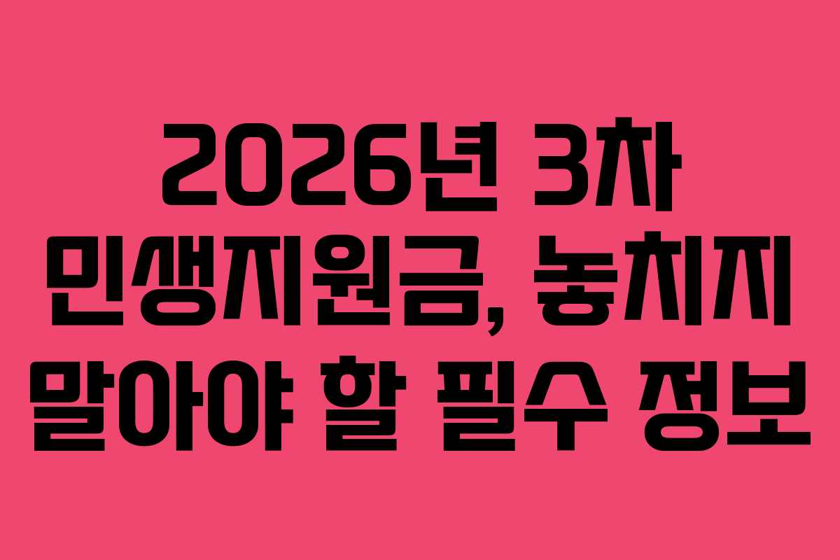 2026년 3차 민생지원금, 놓치지 말아야 할 필수 정보