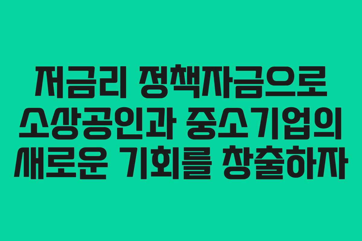 저금리 정책자금으로 소상공인과 중소기업의 새로운 기회를 창출하자