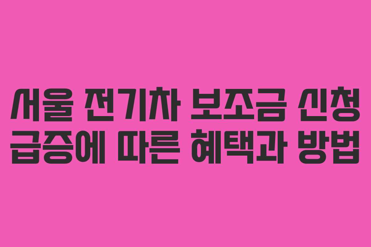 서울 전기차 보조금 신청 급증에 따른 혜택과 방법