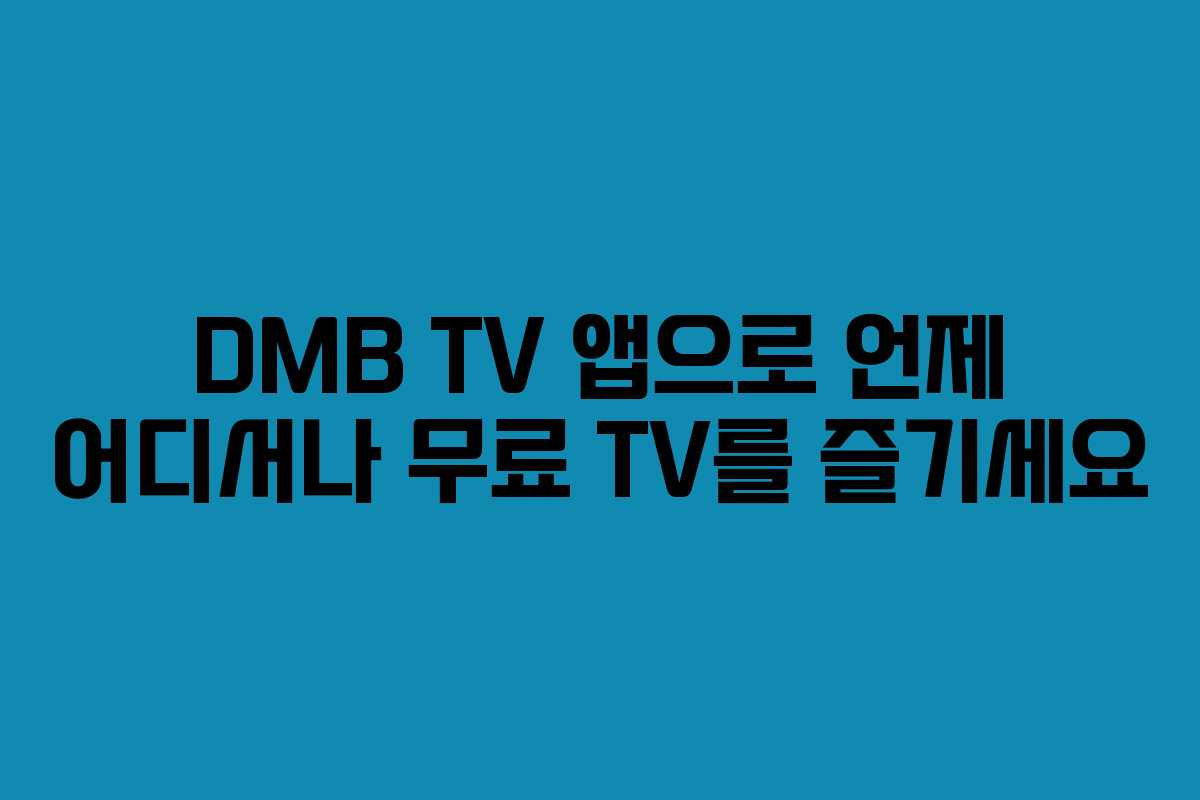 DMB TV 앱으로 언제 어디서나 무료 TV를 즐기세요