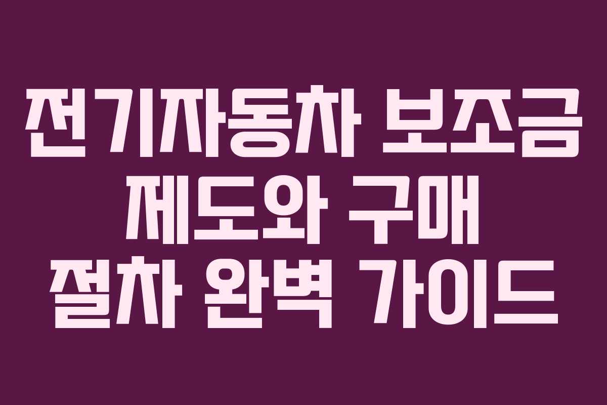 전기자동차 보조금 제도와 구매 절차 완벽 가이드