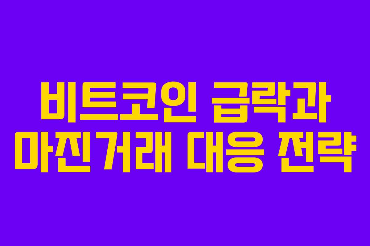비트코인 급락과 마진거래 대응 전략 비트코인 급락과 마진거래 대응 전략