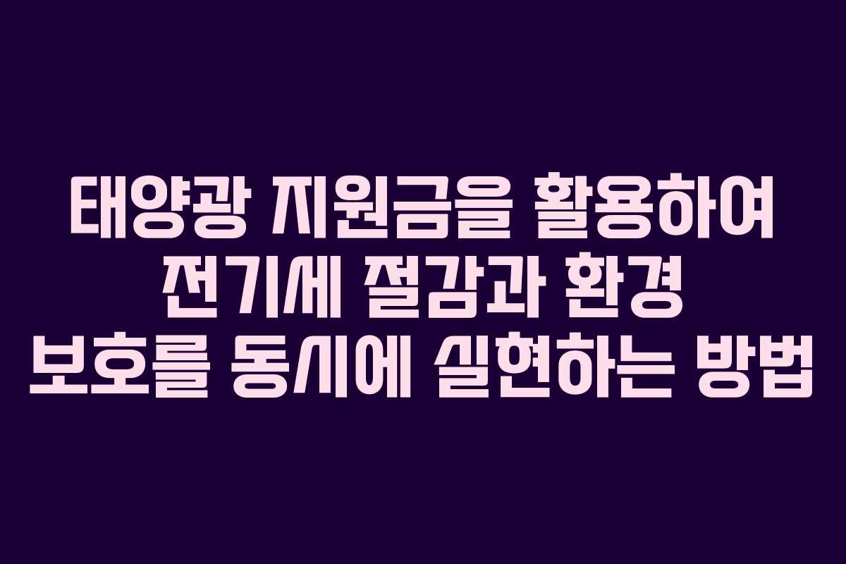 태양광 지원금을 활용하여 전기세 절감과 환경 보호를 동시에 실현하는 방법