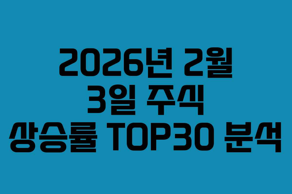 2026년 2월 3일 주식 상승률 TOP30 분석