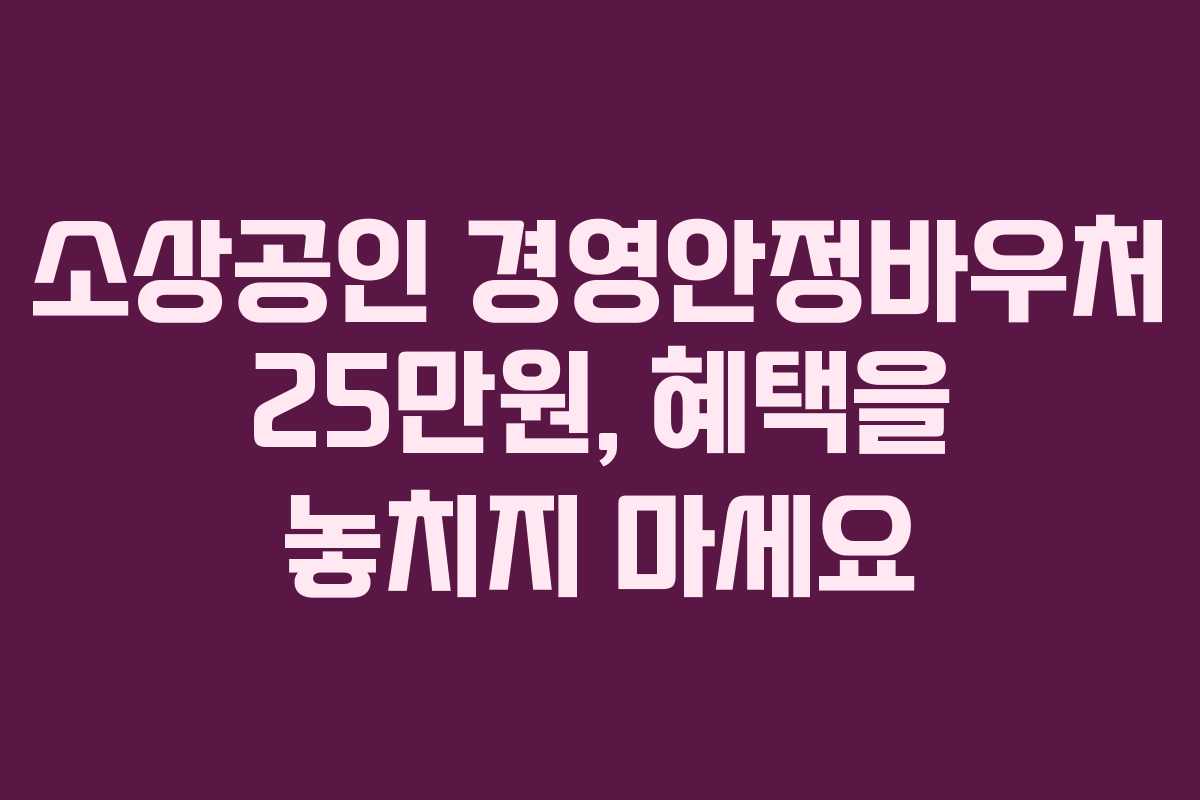 소상공인 경영안정바우처 25만원, 혜택을 놓치지 마세요
